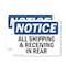 Signmission All Shipping And Receiving In Rear, 14 in W x Rectangle, Plastic OS-2PACK-NS-P-1014-L-15222 - alternate 1